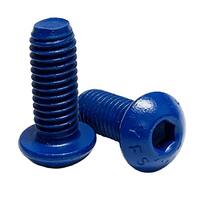 3/8"-16 X 1" Button Socket Cap Screw, Alloy, Teflon (Xylan) Blue